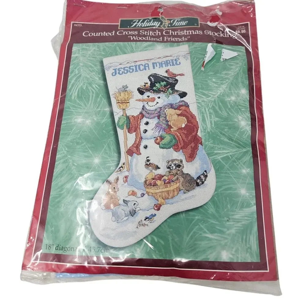 NEW Bucilla Holiday Cross Stitch Christmas Stocking Snowman Woodland Friends